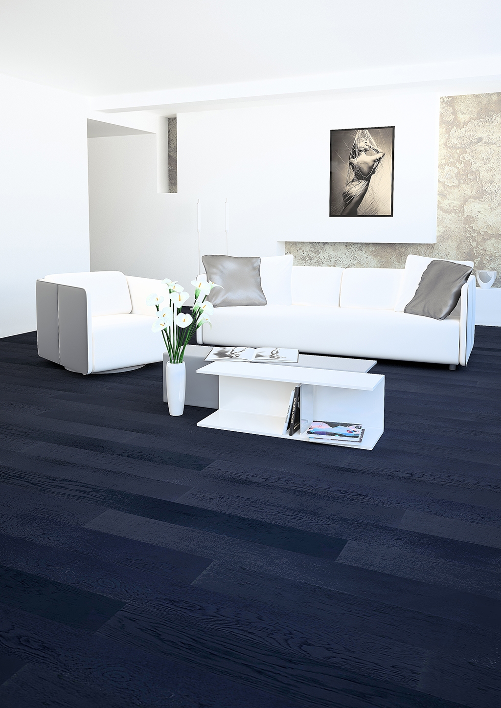 Паркетная доска Ellett Дуб Grafit фото в интерьере